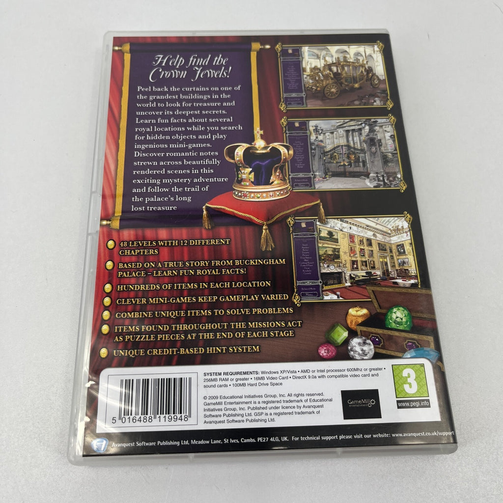 Buckingham Palace PC CD Rom Computer Hidden Object Game - Near Mint Condition