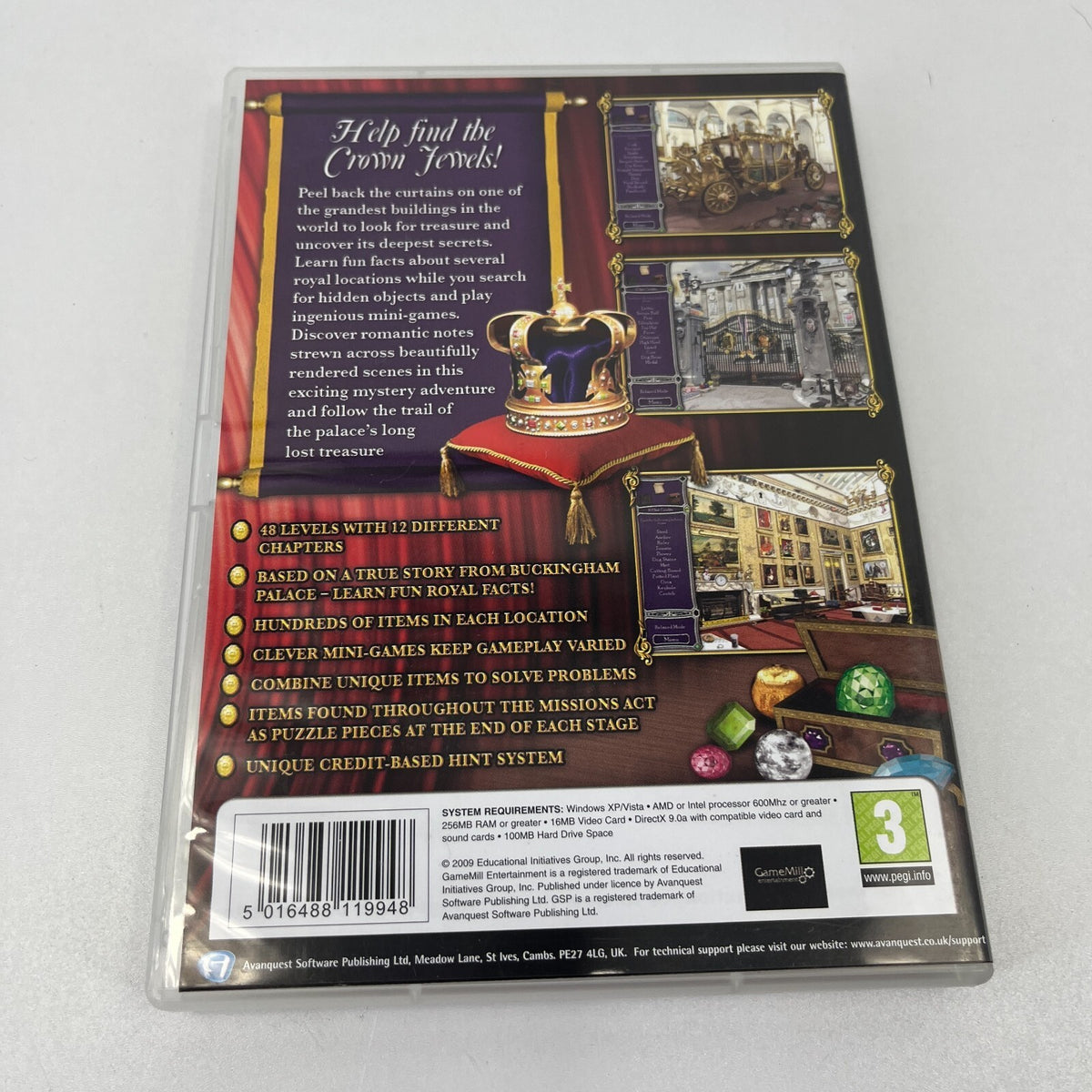Buckingham Palace PC CD Rom Computer Hidden Object Game - Near Mint Condition