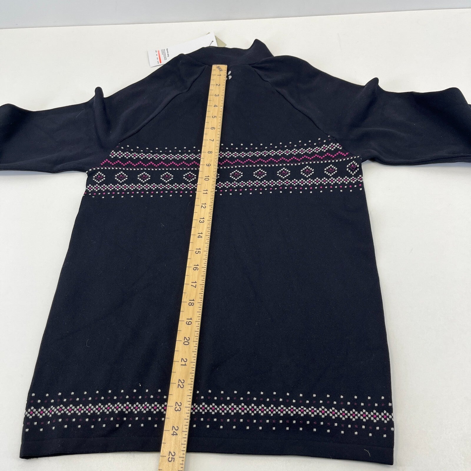 Sweaty Betty Fairisle Novelty Half Zip Base Layer Sweater Top in Black size Large - New
