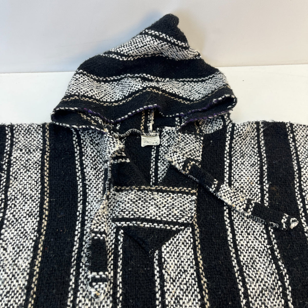 Vel Mex Genuine Mexican Baja Hoodie Pullover Hippie Boho Festival Black size XL