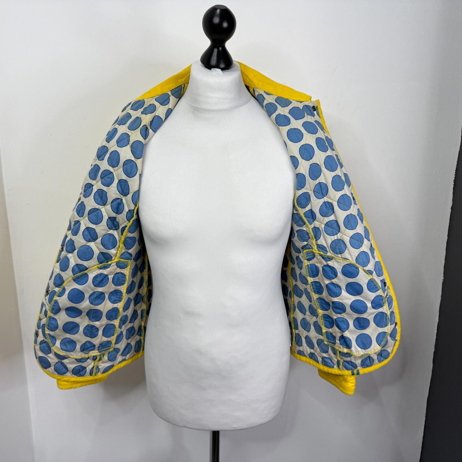 Joules Quilted Jacket UK size 12 Bright Yellow with Corduroy Shoulders Insulated
