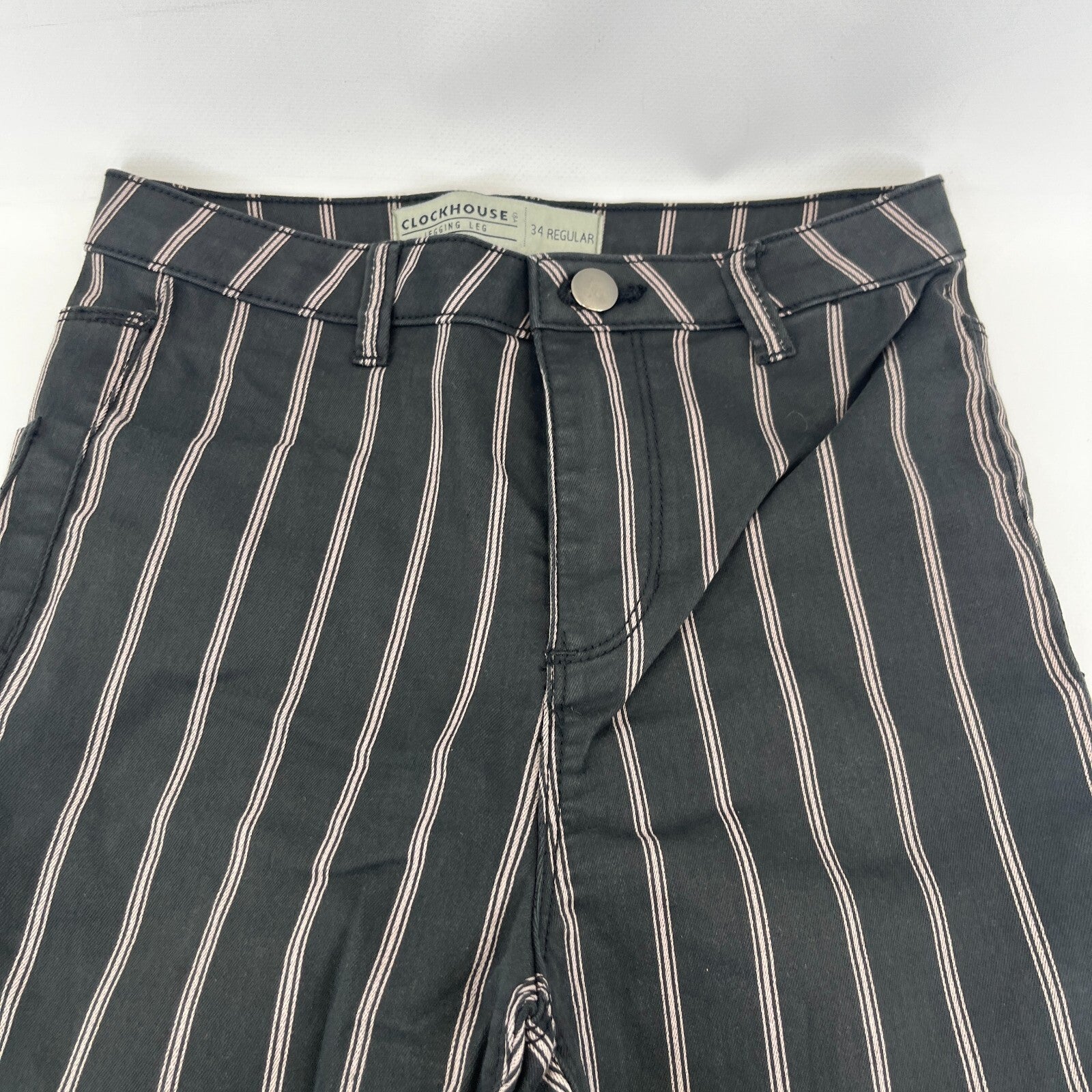 C&A Clockhouse Womens Black Striped Jeans Jegging Leg Skinny size 34R - W24" L29" NWOT