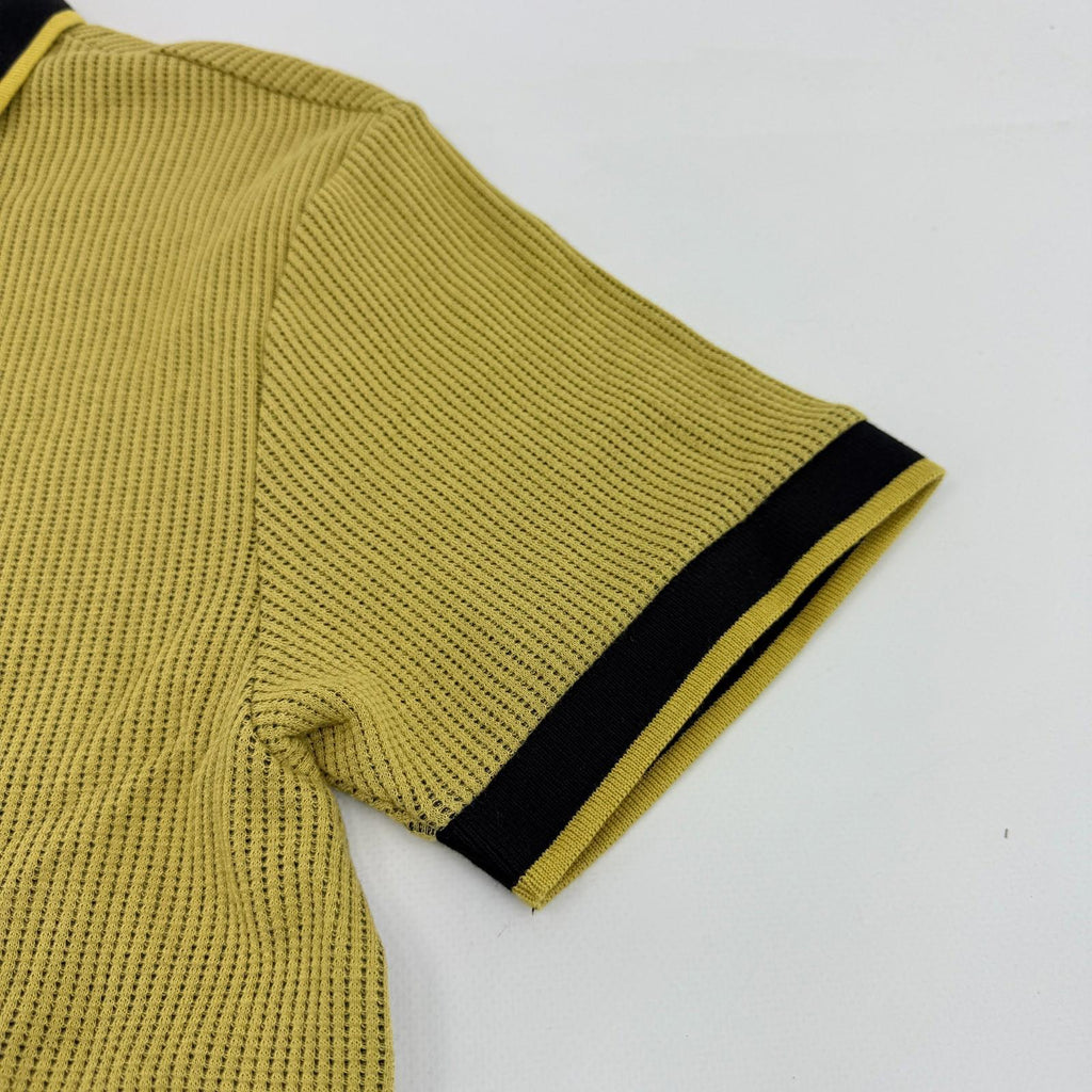 Ska & Soul Men's Waffle Knit Polo in Mustard Yellow size M - New - Model SS/2533
