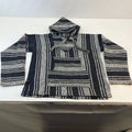 Genuine Mexican Baja Hoodie Pullover Hippie Festival Black/Grey UK size M
