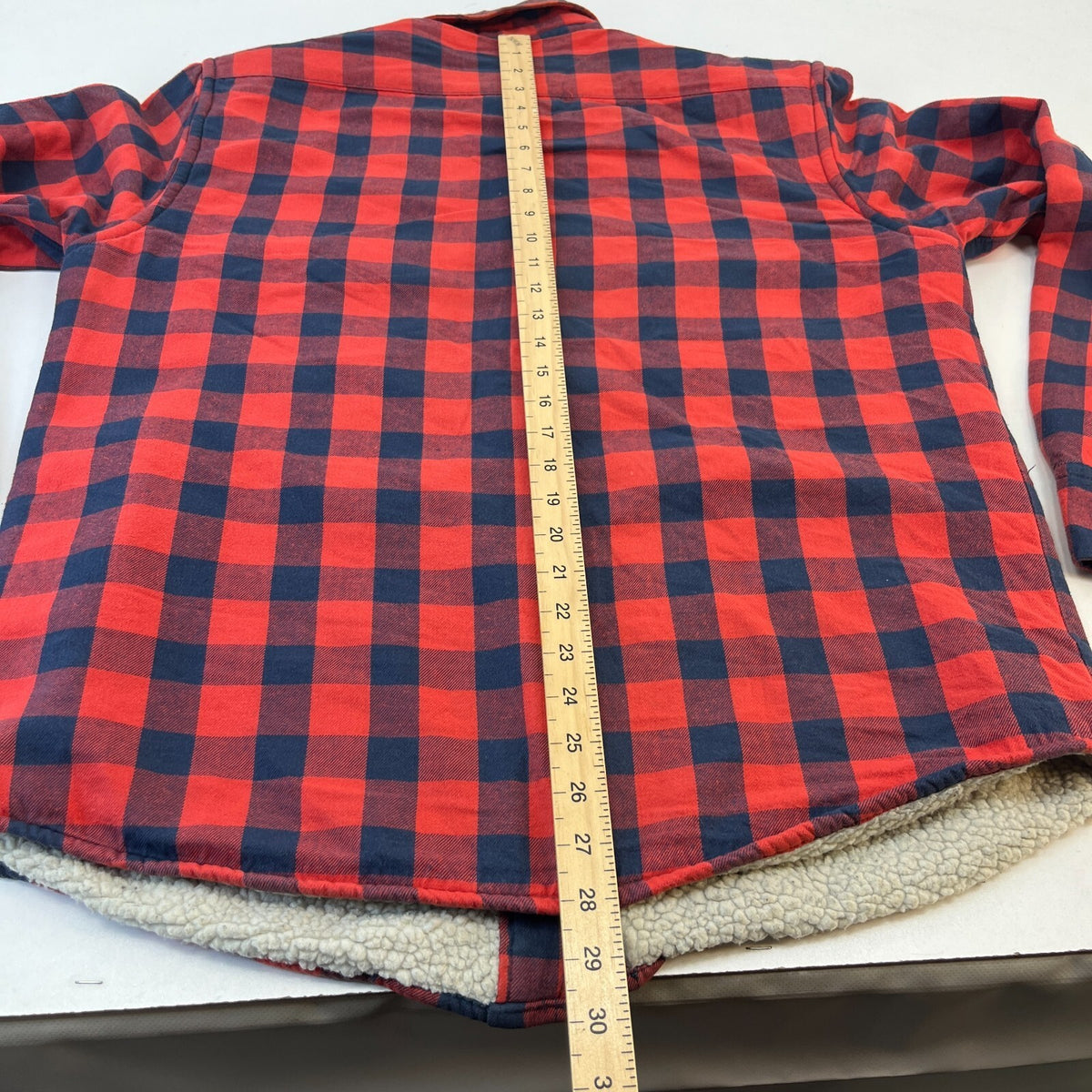 J Crew Men's Insulated Sherpa Lined Shacket Jacket Red Lumberjack Shirt size M