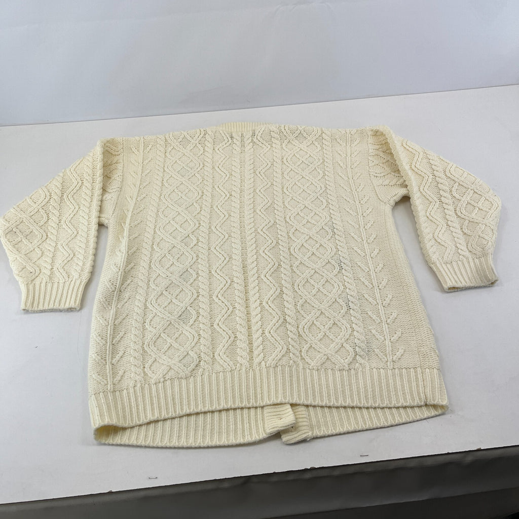 Avant Garde Cream & Floral Pattern Cardigan Cable Knit size XL - See Details