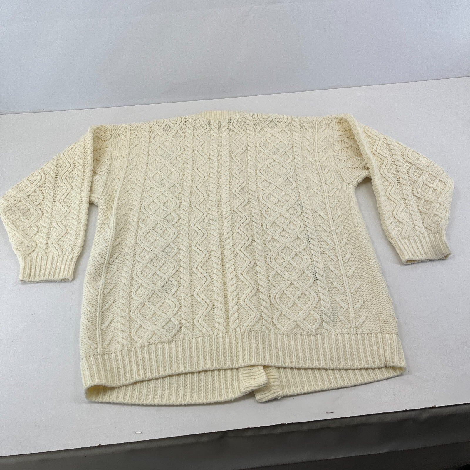Avant Garde Cream & Floral Pattern Cardigan Cable Knit size XL - See Details