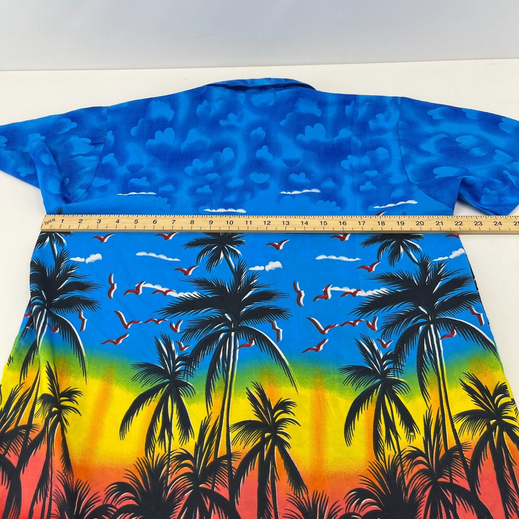 Loud Men's Multicolour Palm Hawaiian Shirt Designer Holiday Short Sleeve size L