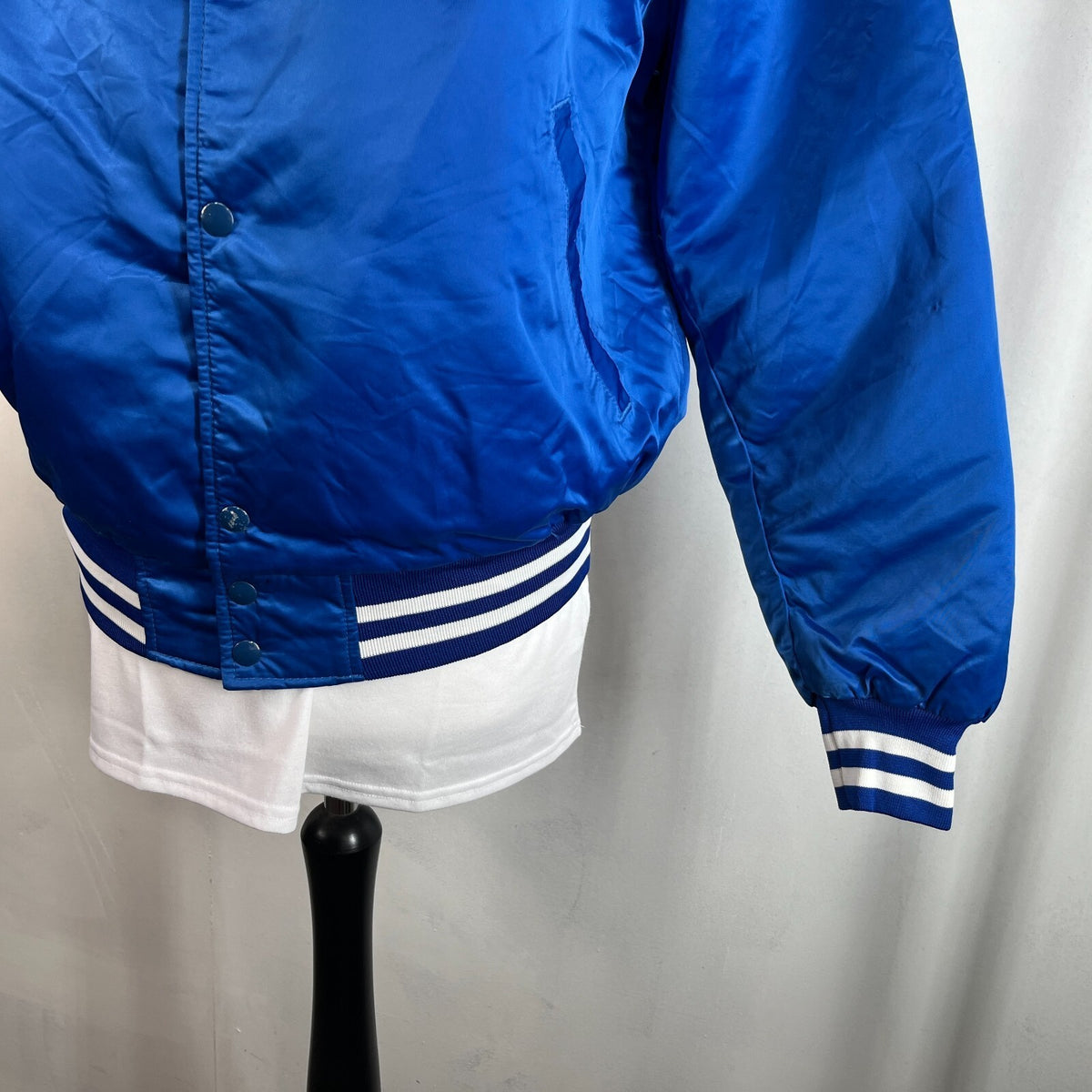 Genuine Saints Men's Baseball Jacket Bomber Top Metallic Blue size XL