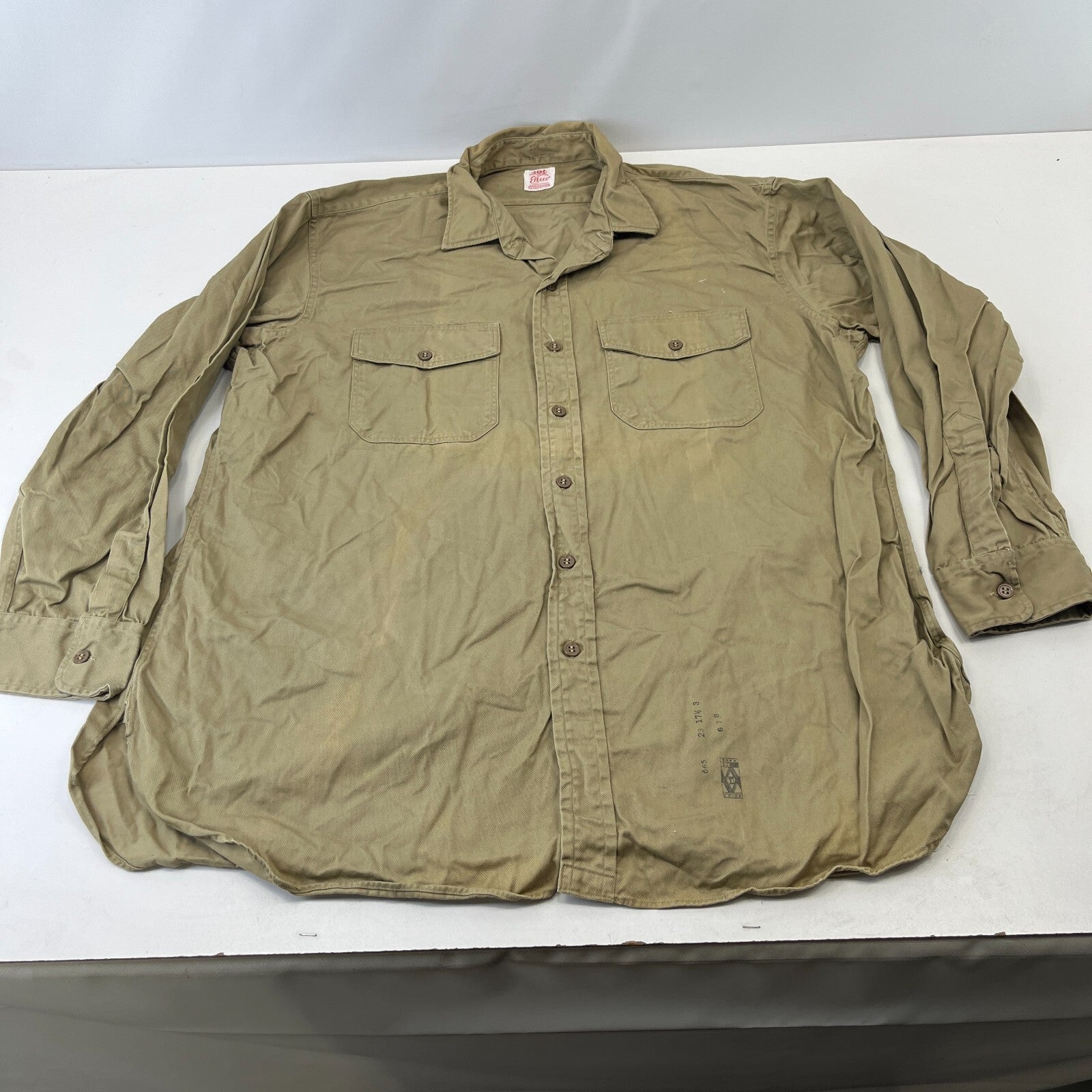 Vintage Elbeco American Marines Military Cotton Shirt Khaki Brown size 2XL