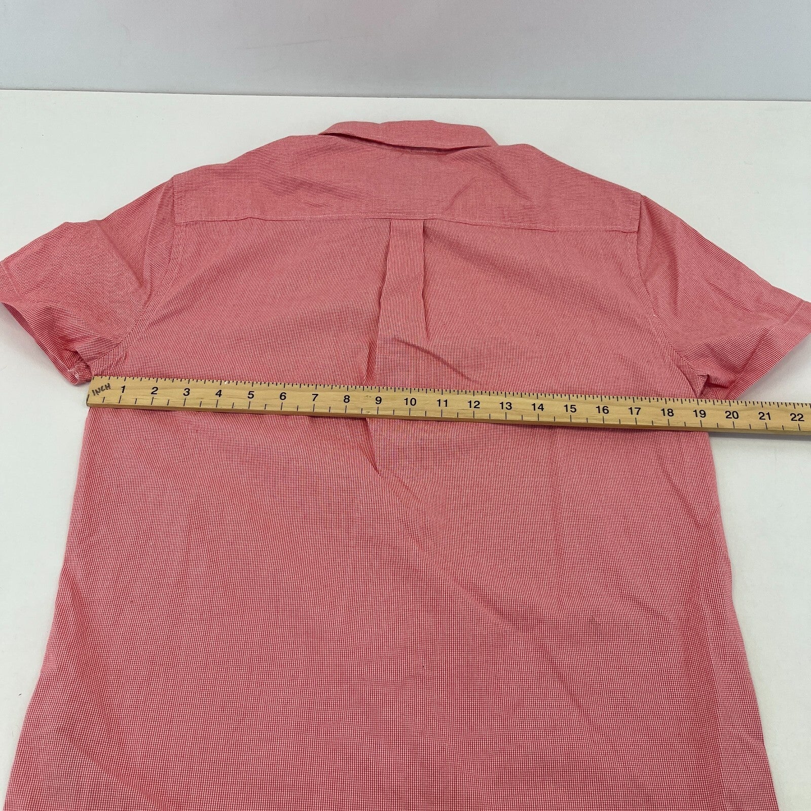 SuperDry Ultimate Oxford Shirt in Red Micro Houndstooth Short Sleeve size Small