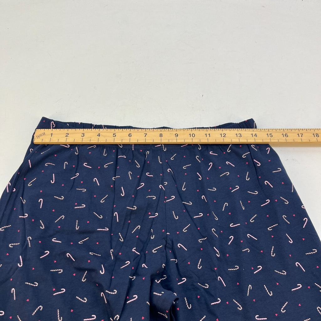 M&S Ladies Pyjama Set UK M 12-14 Navy Candy Cane Long Leg Long Sleeve Xmas BNWT