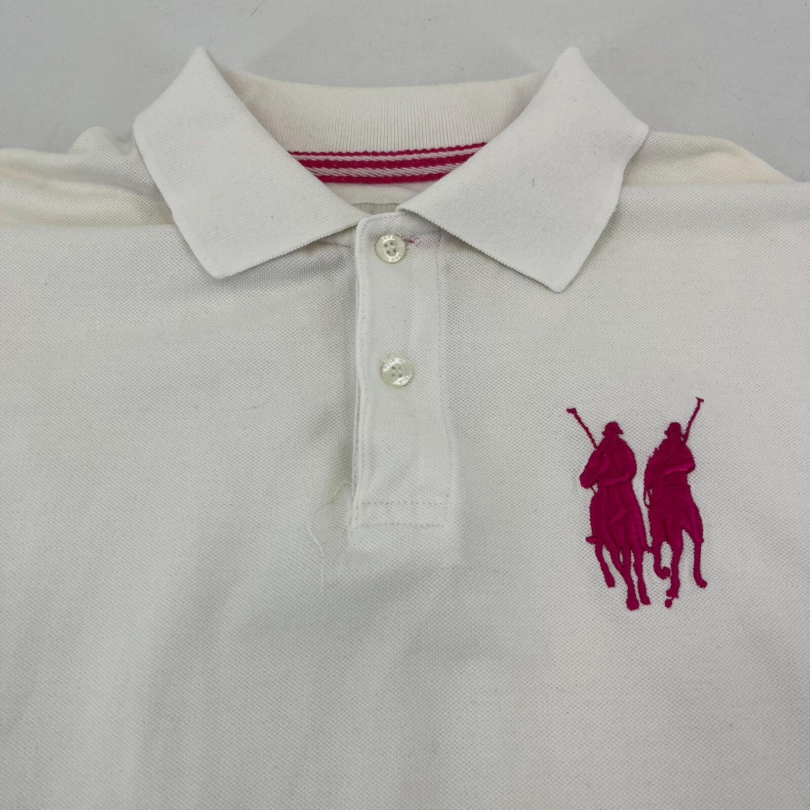 Polo Wear Men's White Polo Shirt Big Pony & Numbered Sleeve size XL Slim