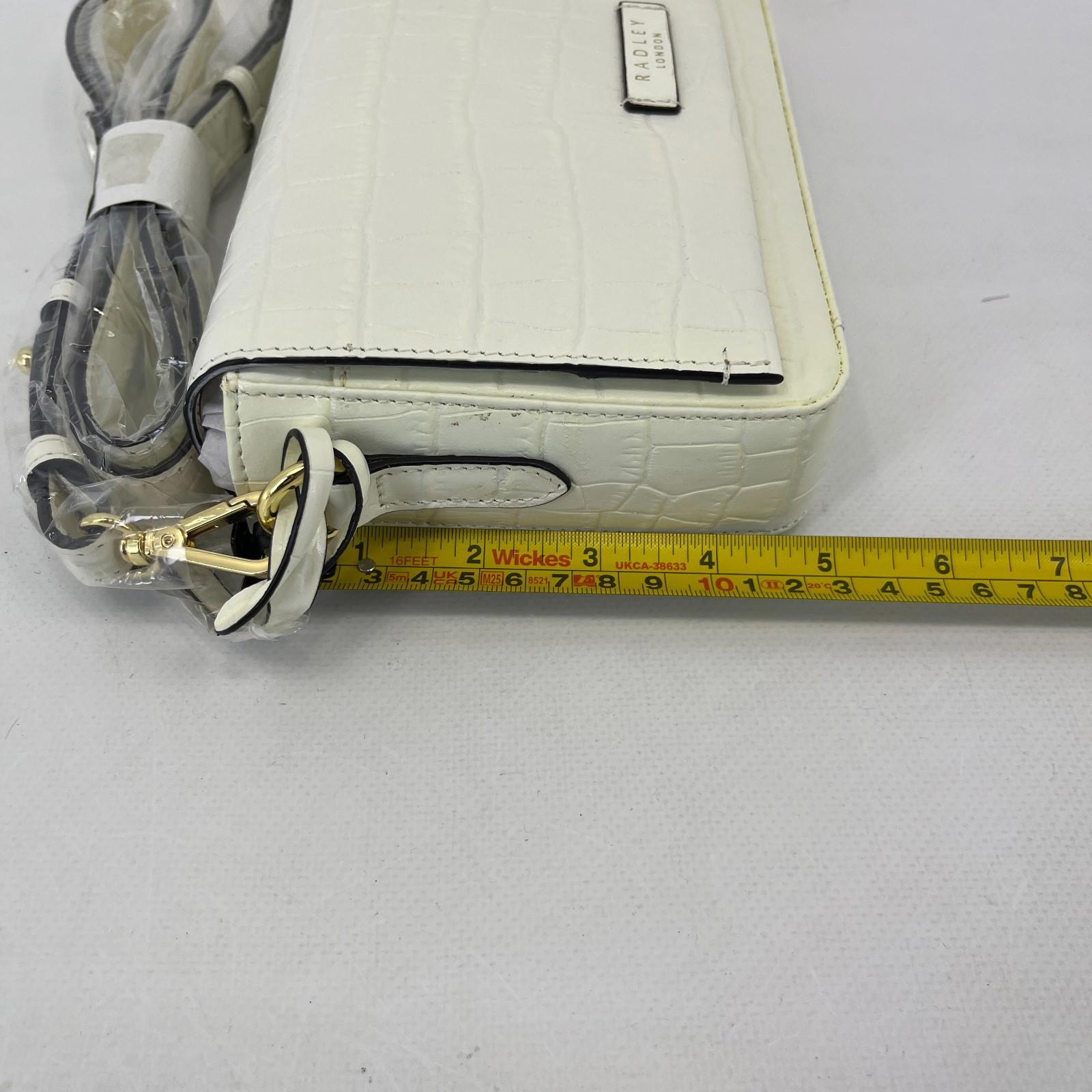 Genuine Radley Hanson Mews Handbag in White Faux Croc Small Flapover Crossbody