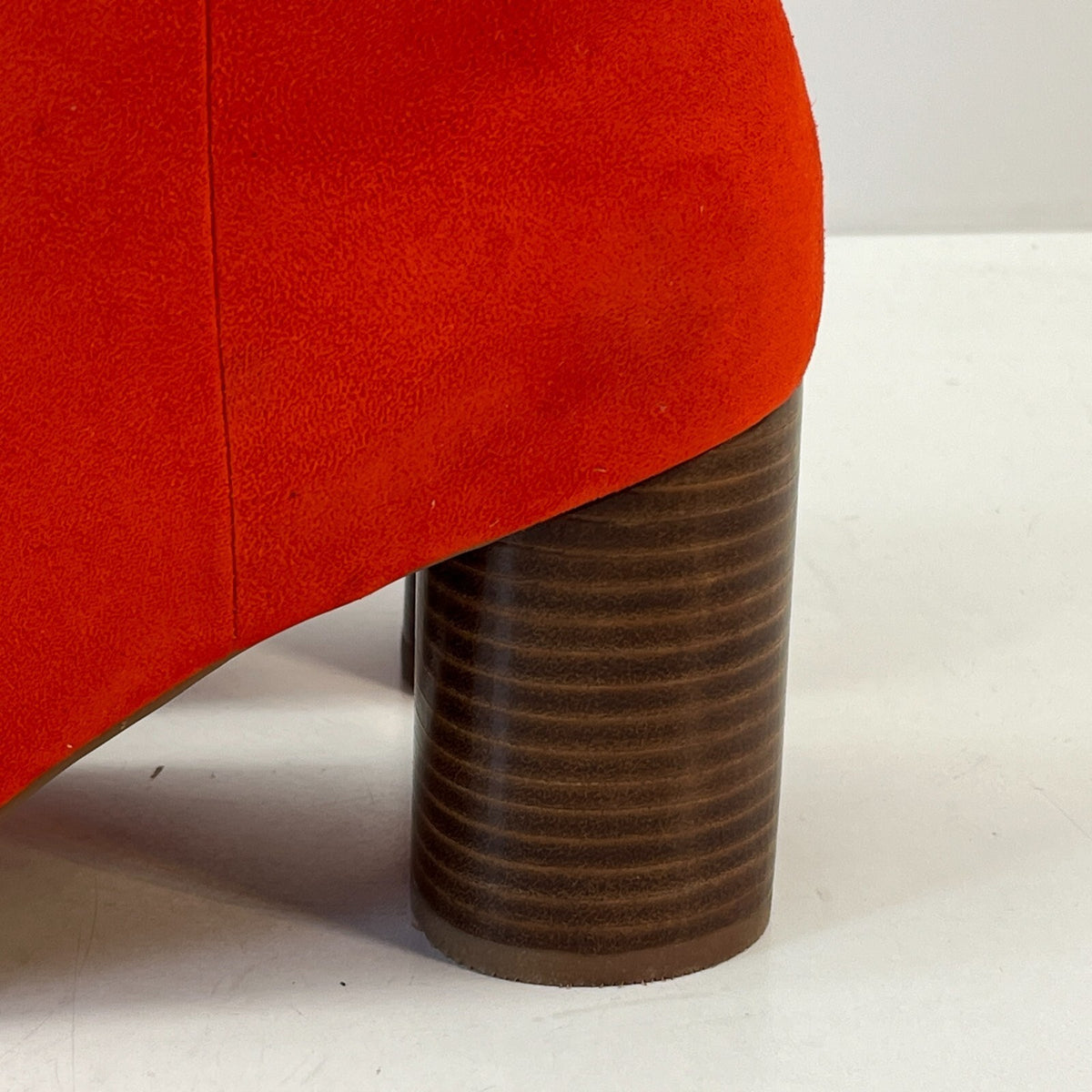 M&S Womens Vegan Faux Suede Round Toe Ankle Boots Zip Side Block Heel Red UK 7.5