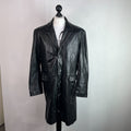 hElium Men's Leather Overcoat Jacket Black size L Vintage Insulated Casual Coat