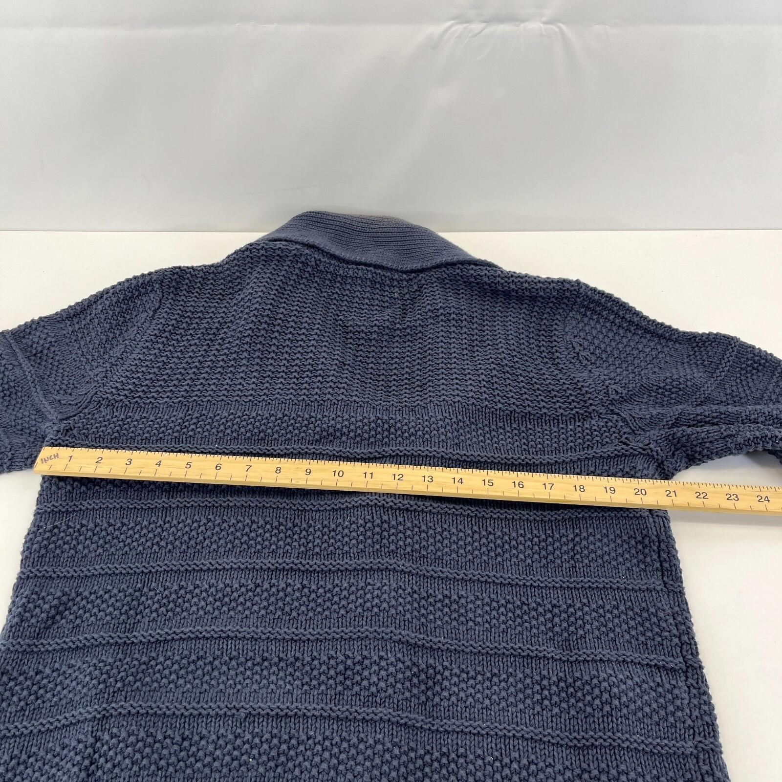 Tommy Hilfiger Hooded Cable Knit Cardigan Chunky Jumper Navy Blue - Size M