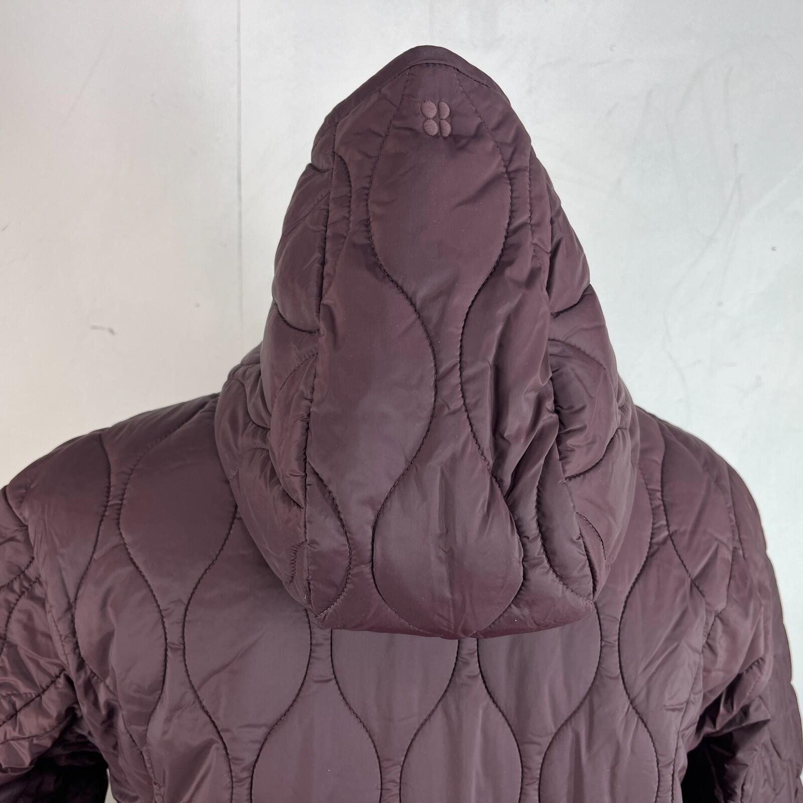 Sweaty Betty On The Move Longline Quilted Parka Coat in Sable Brown size M/12