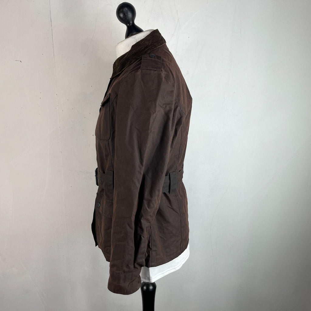 Mc Orvis Wax Jacket Womens size S Brown Waxed Coat with Belt Made in the UK