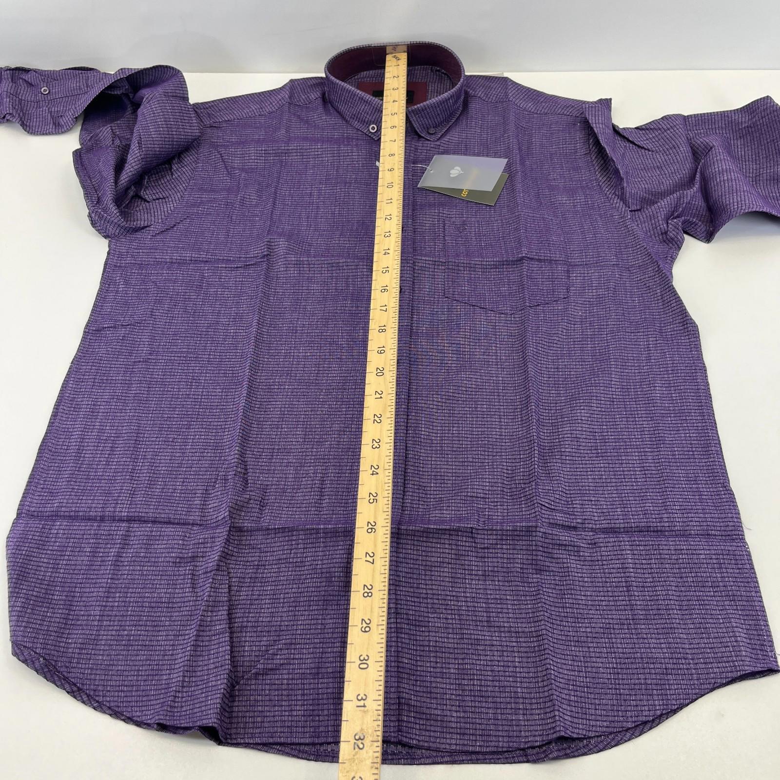 Cotton Valley Long Sleeve Shirt Purple Weave Button Down Collar UK size Large