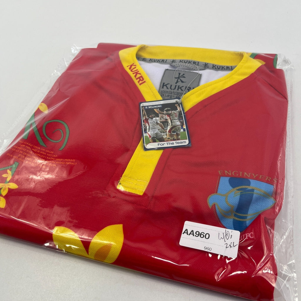 Kukri Enginyers RUFC Short Sleeve Rugby Shirt Red & Yellow Women's size 2XL  New