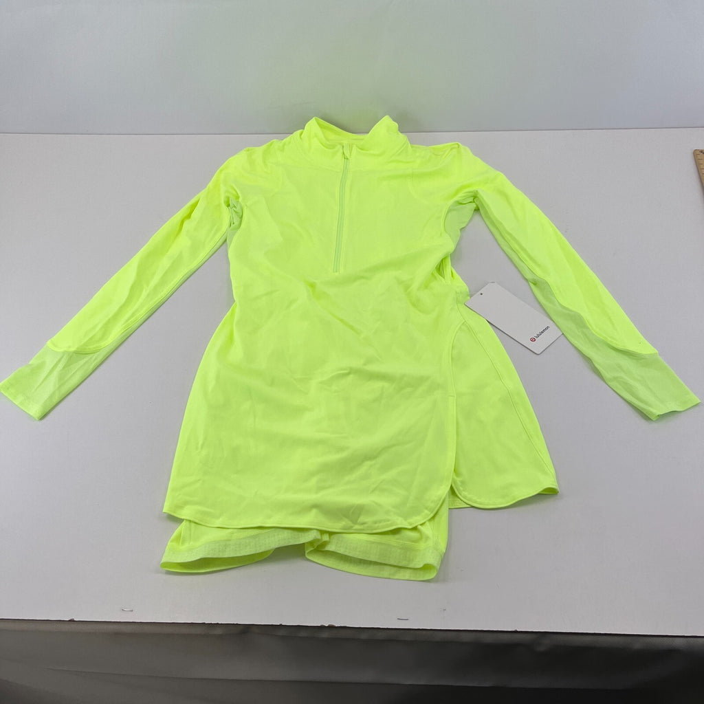Lululemon Nulux Long Sleeve Tennis Dress Style LW1DQLS Fluoro Yellow UK size 10