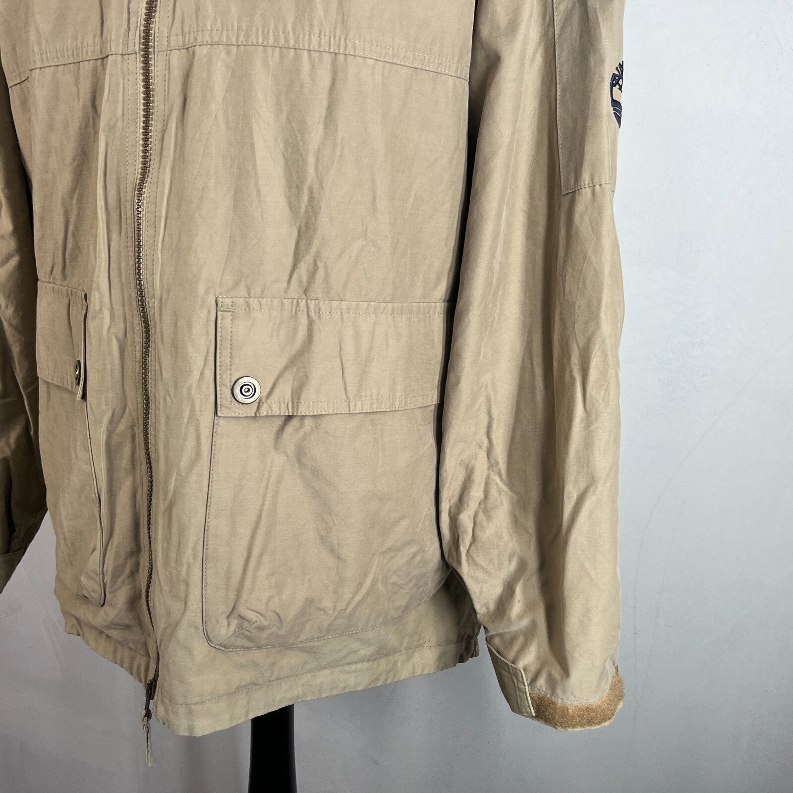 Timberland Men's Weathergear Windbreaker Coat size US M UK L Loose Fit Beige