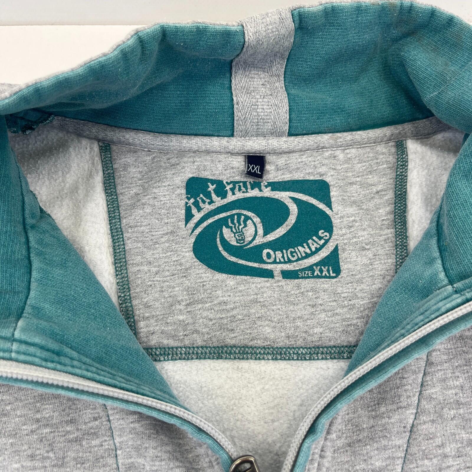 Fat Face Originals Men’s 1/4 Zip Fleece Pullover Grey & Teal size 2XL
