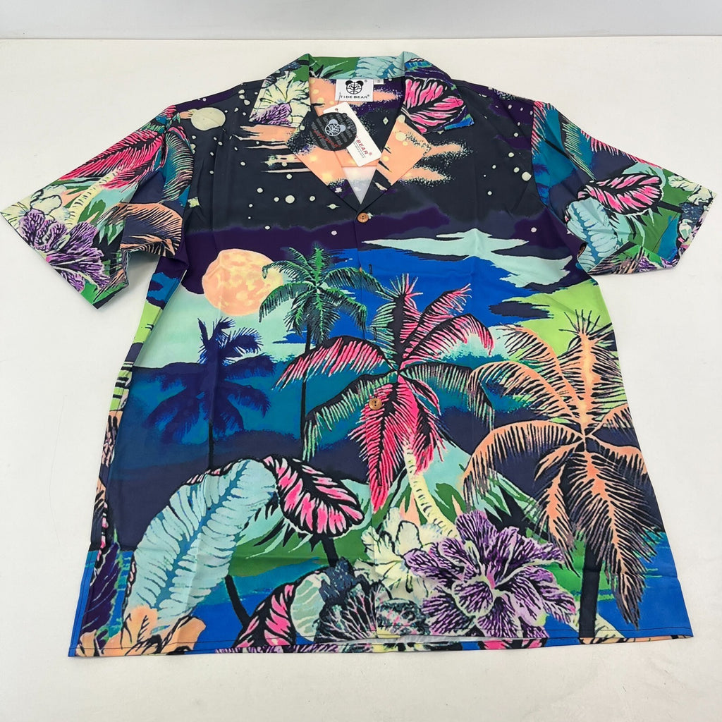 TLDE Gloomy Bear AOP Short Sleeve Shirt Beach Palms Print size S - Sh*te Shirt