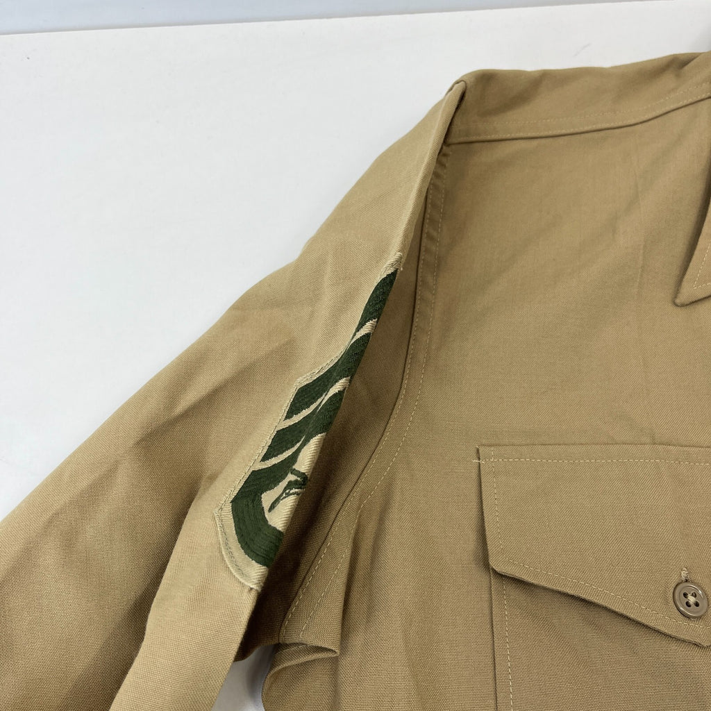 Vintage American Marines Military Long Sleeve Cotton Shirt Khaki Brown size XL