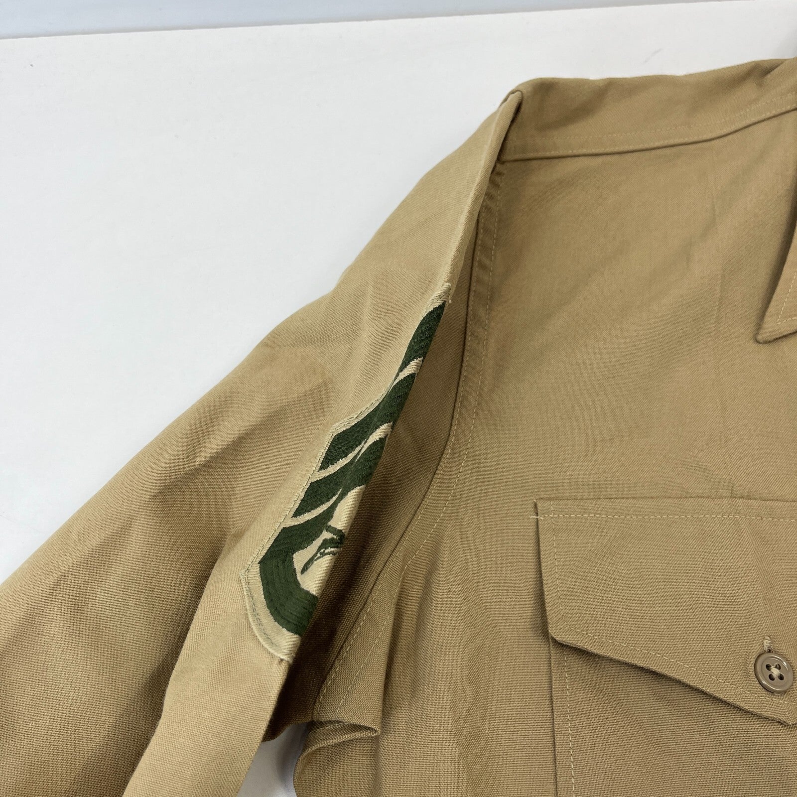 Vintage American Marines Military Long Sleeve Cotton Shirt Khaki Brown size XL