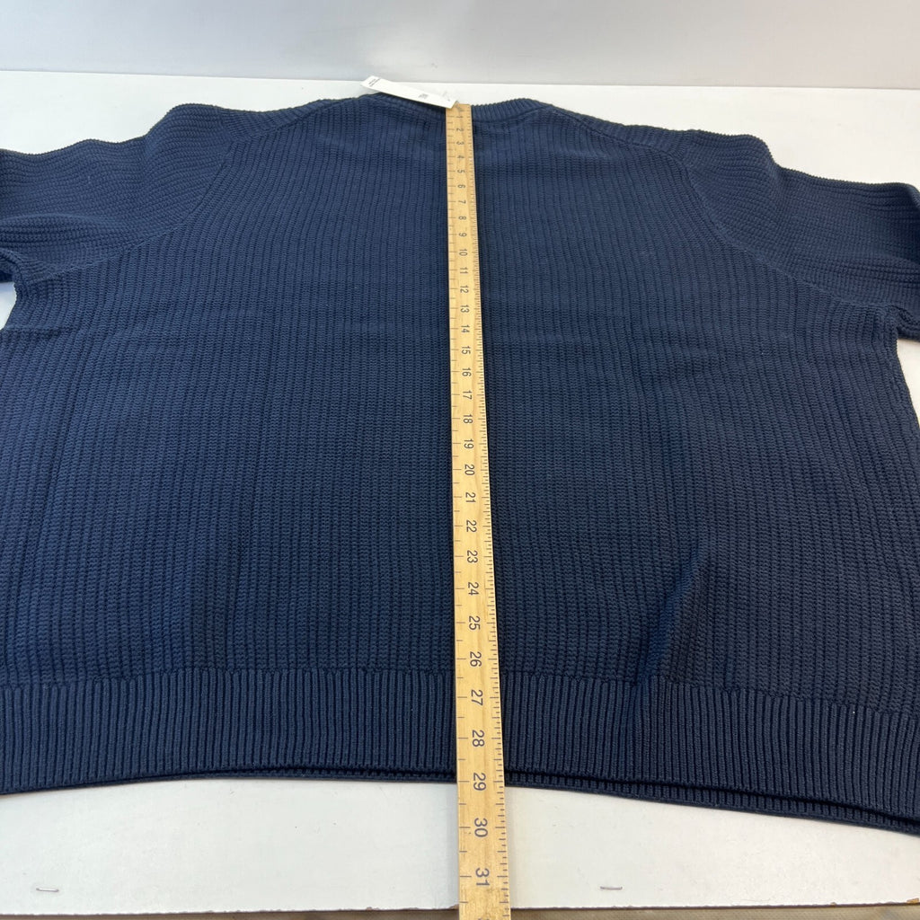 M&S Men's Cotton Blend Cable Knit Crew Neck Jumper Dark Navy Blue size 3XL New