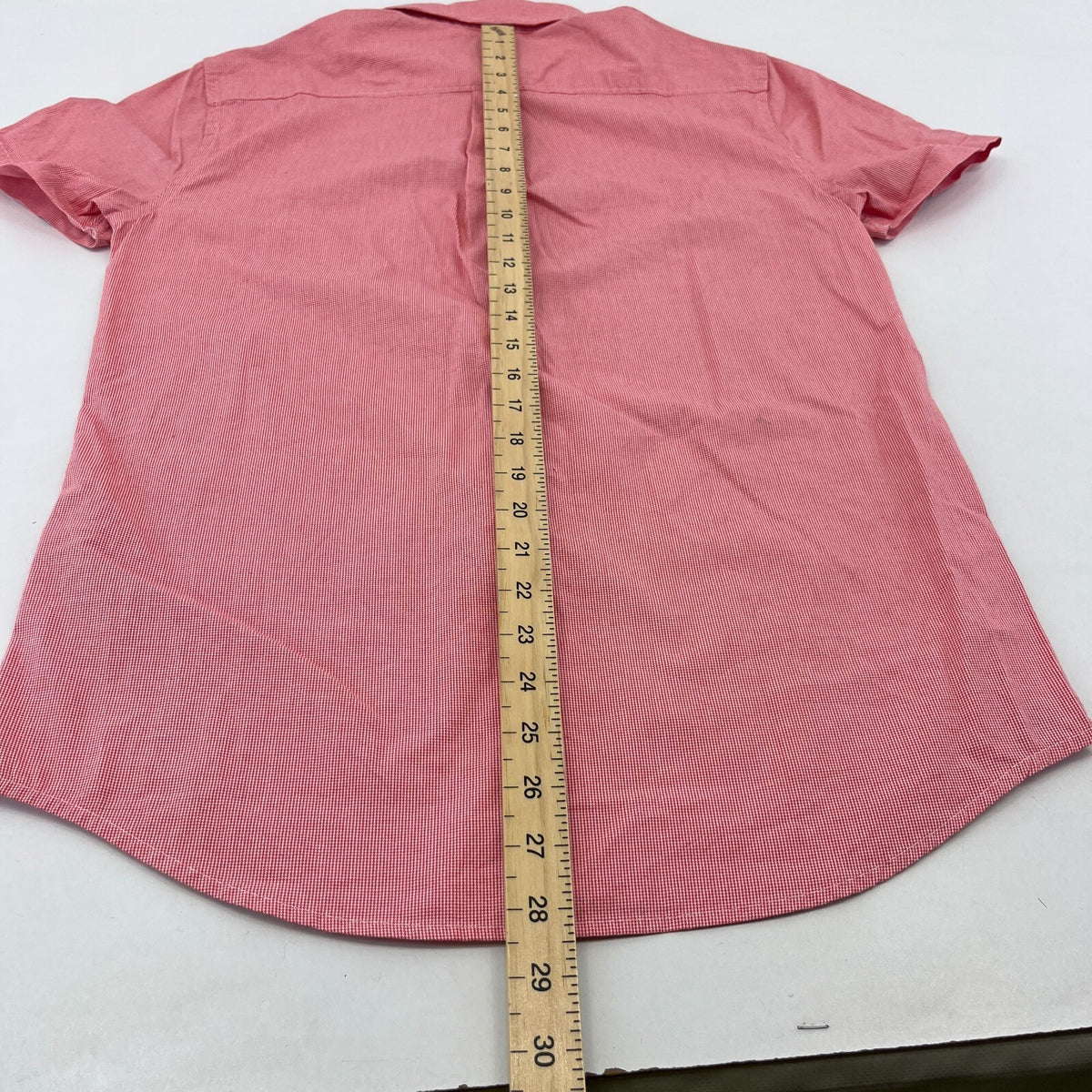 SuperDry Ultimate Oxford Shirt in Red Micro Houndstooth Short Sleeve size Small