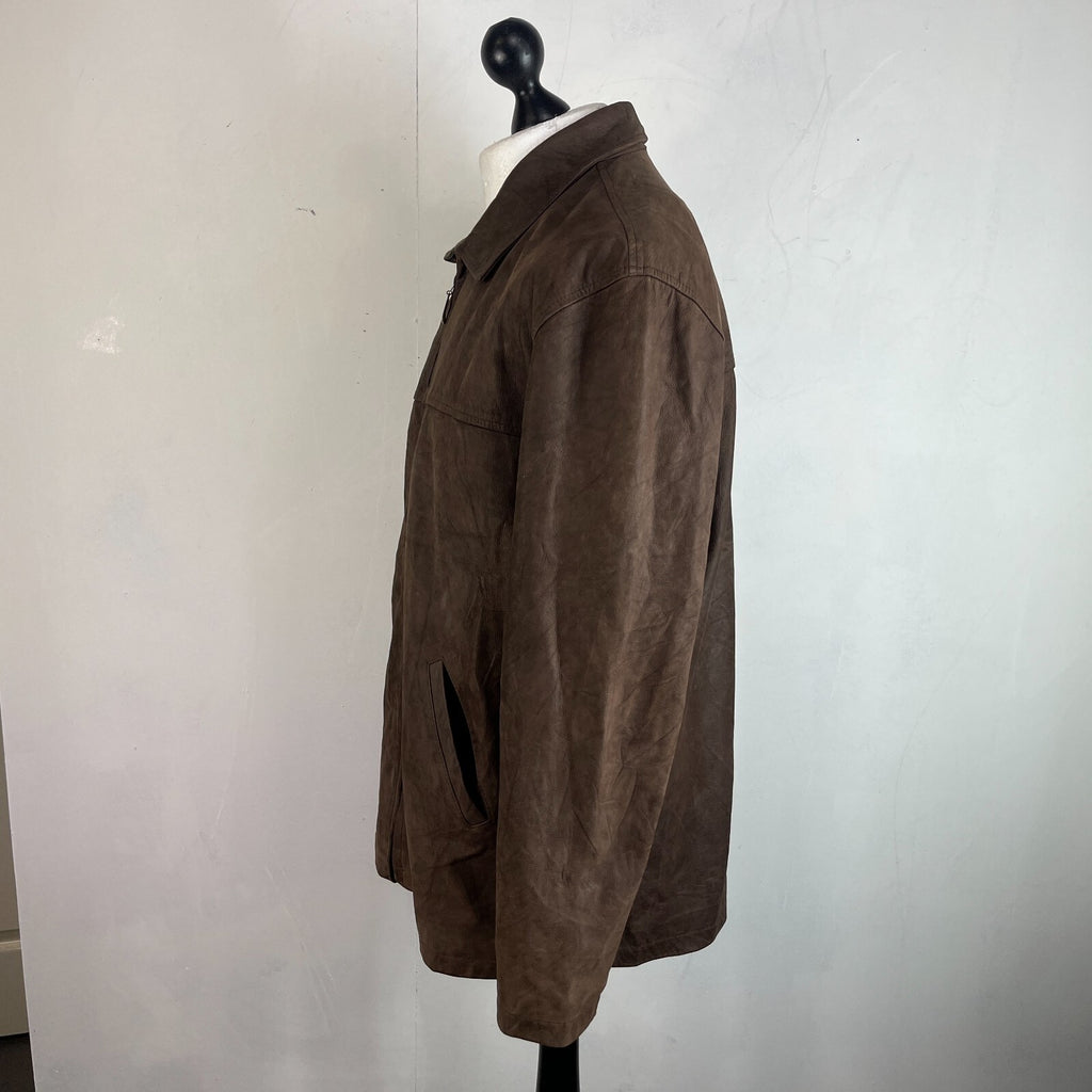 Chevignon Brown Soft Leather Jacket Men's size Large Mid Length