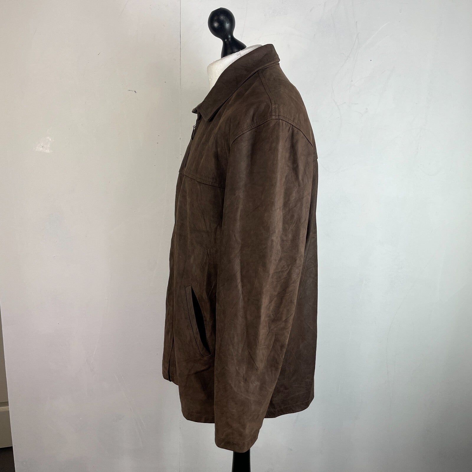 Chevignon Brown Soft Leather Jacket Men's size Large Mid Length