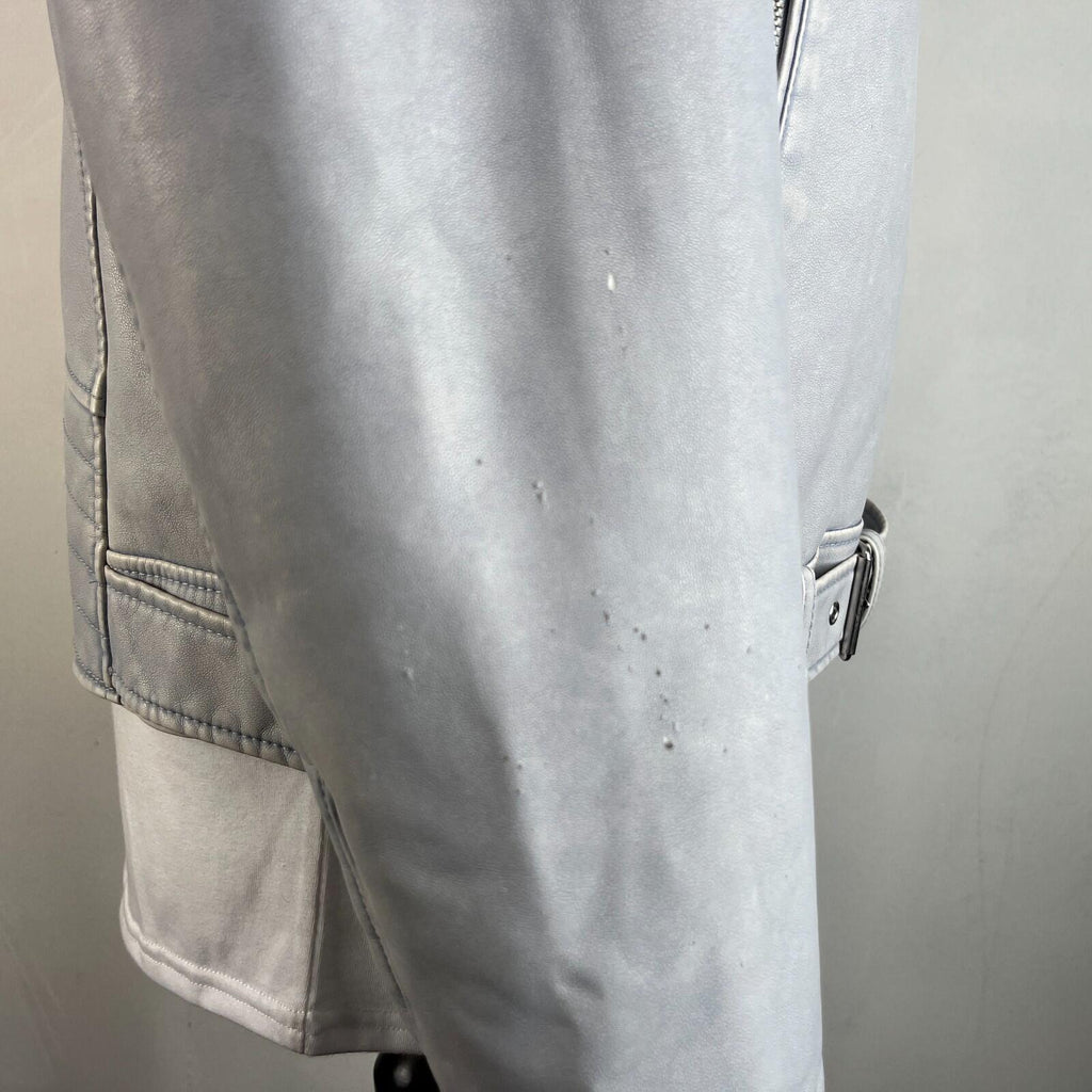 Rita Ora Light Grey Faux Leather Biker Jacket with Belt size 10/12