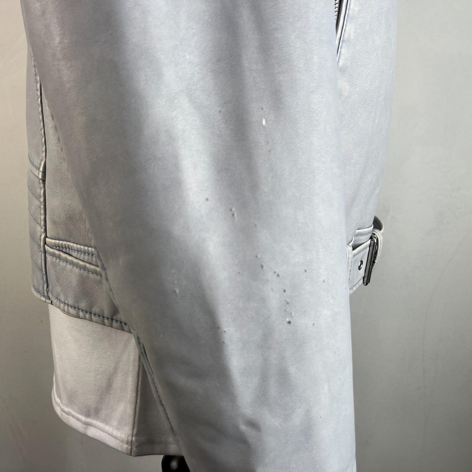 Rita Ora Light Grey Faux Leather Biker Jacket with Belt size 10/12