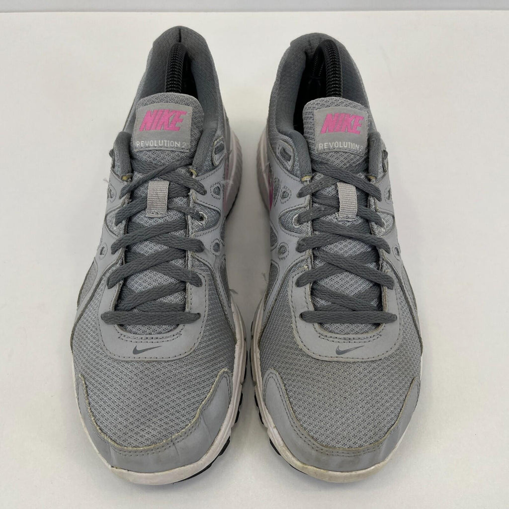 Nike Trainers Revolution 2 Grey & Pink Mesh Running Gym Shoes size UK 7 / EU 41