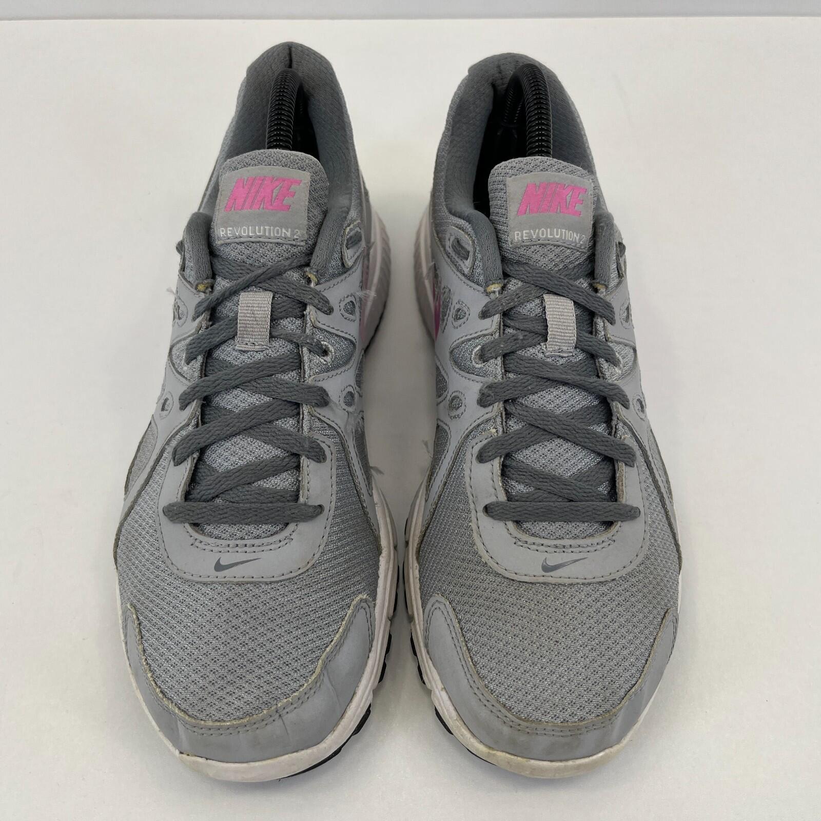 Nike Trainers Revolution 2 Grey & Pink Mesh Running Gym Shoes size UK 7 / EU 41