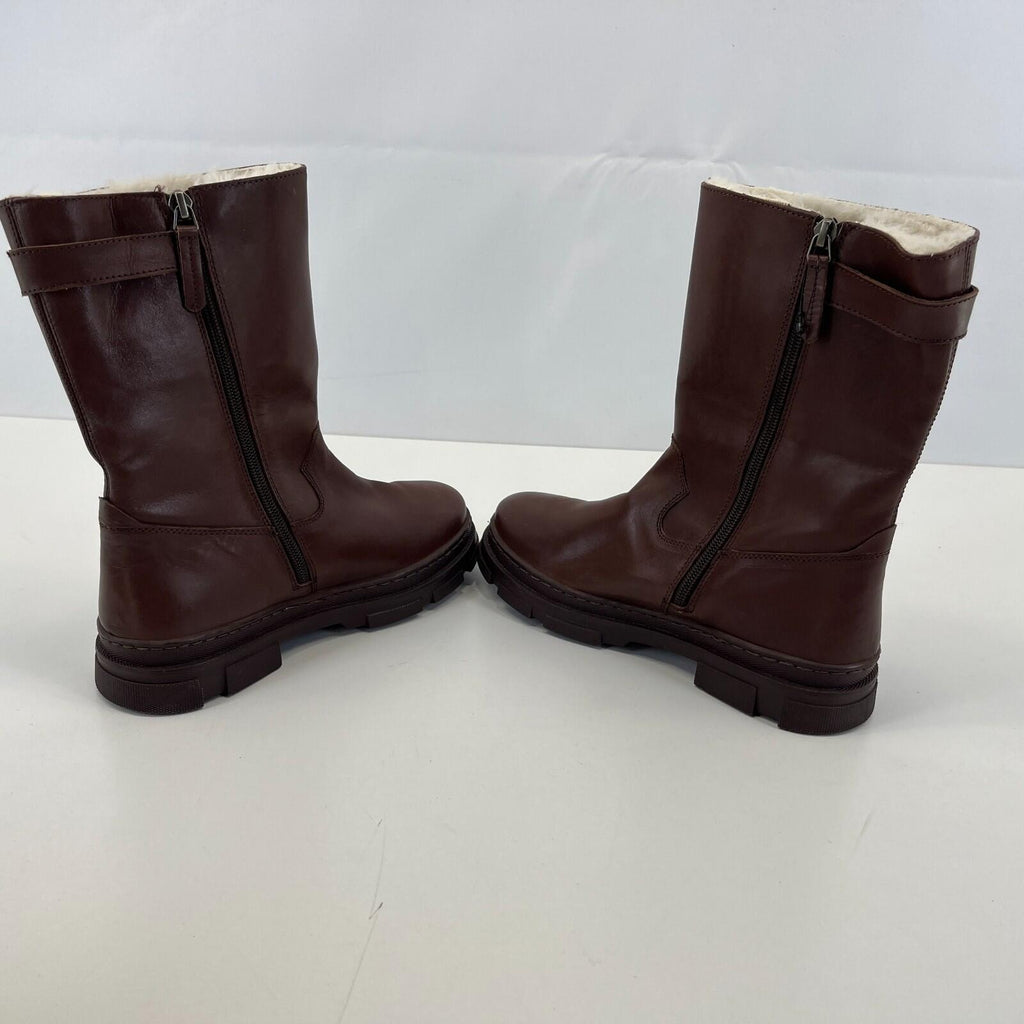 Next Premium Women's Brown Leather Faux Fur Lined Calf Boots size UK 4 / EU 37