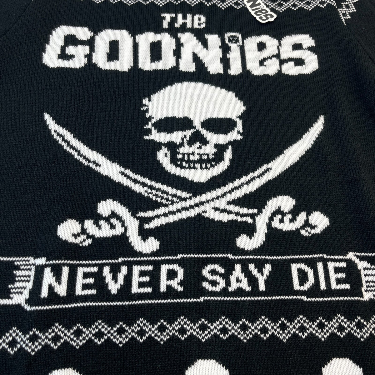 The Goonies Never Say Die Jumper Sweater Pullover Black/White size Medium Christmas