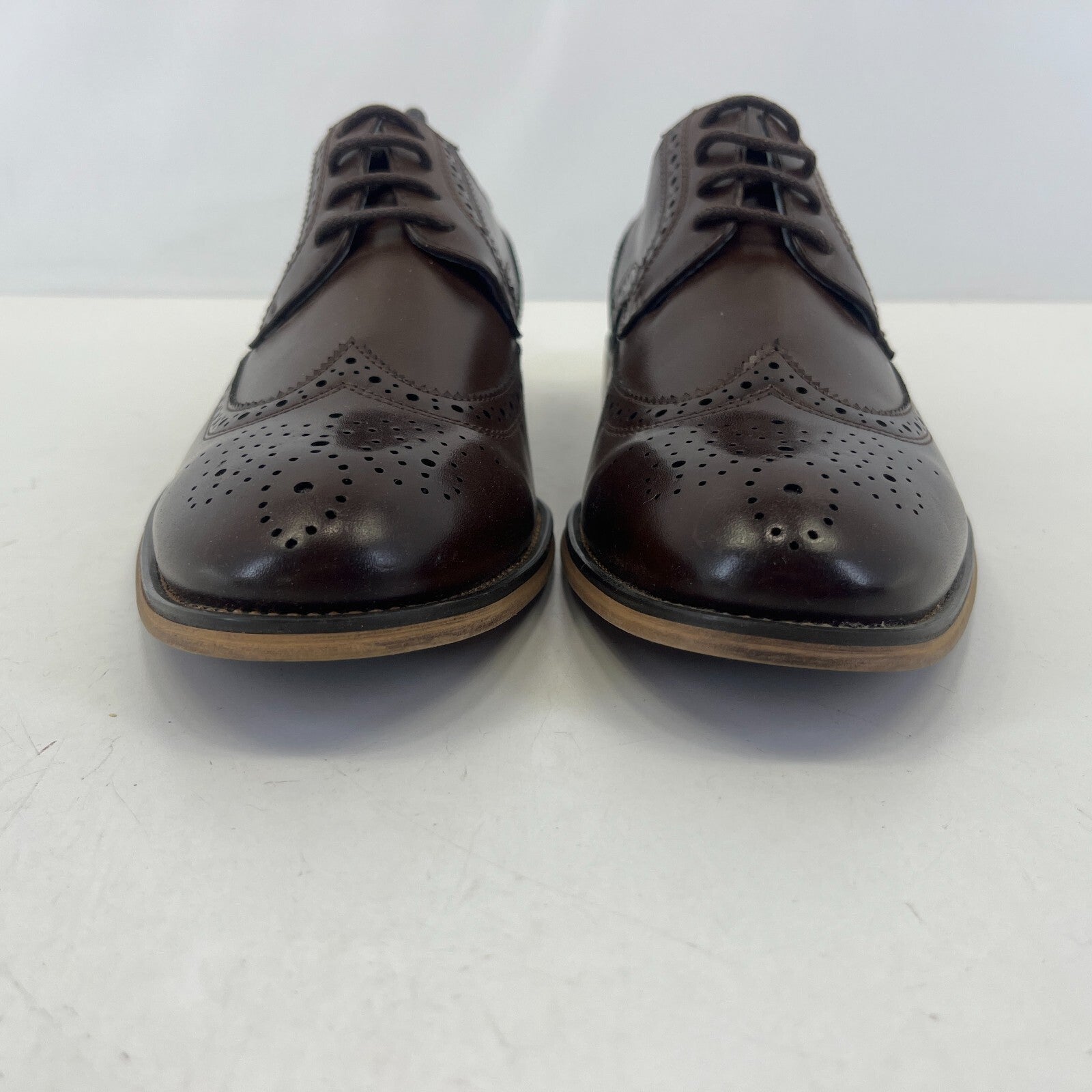 Bruno Marc New York Men's Dark Brown Leather Lined Dress Shoes UK 8.5 EU 42.5