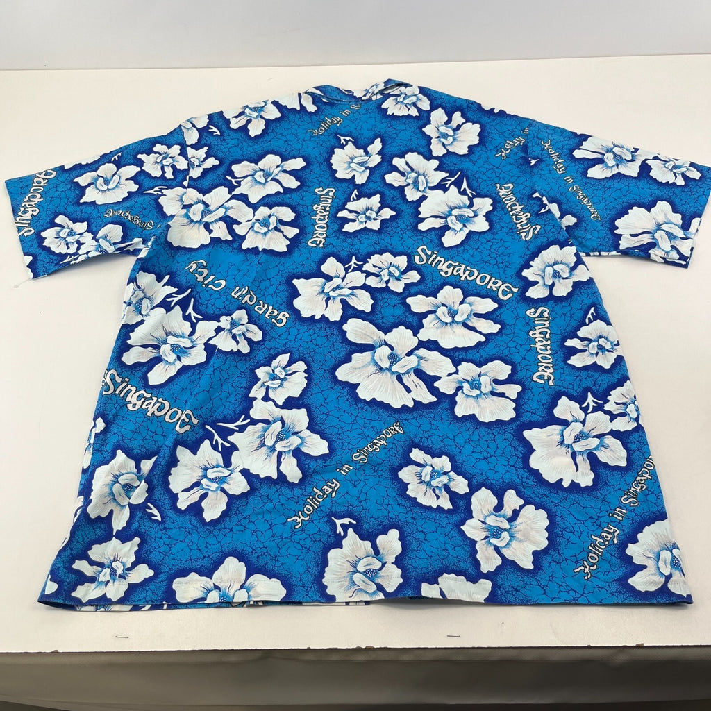 Garden City Singapore Blue Hawaiian Shirt Designer Holiday Short Sleeve size L