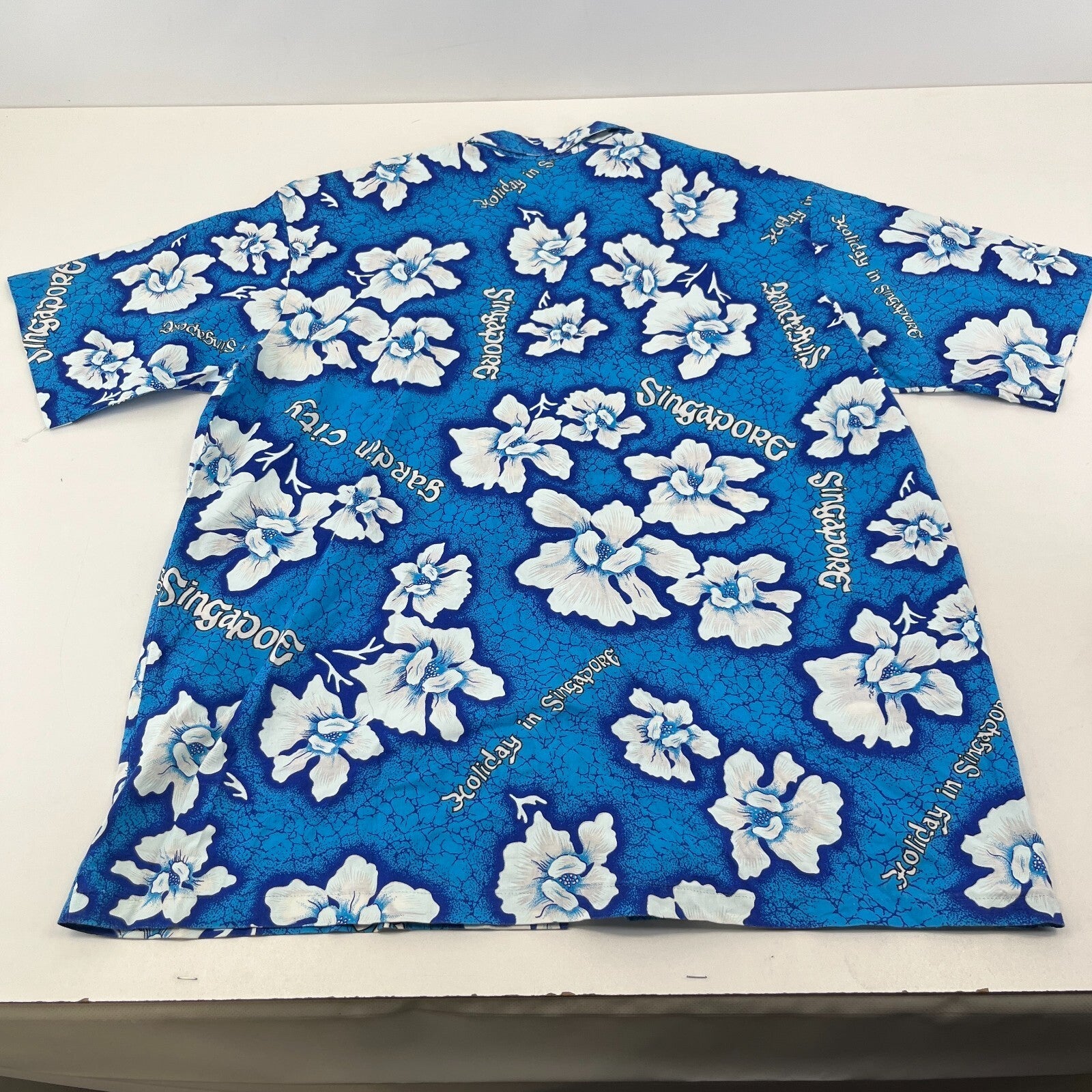 Garden City Singapore Blue Hawaiian Shirt Designer Holiday Short Sleeve size L