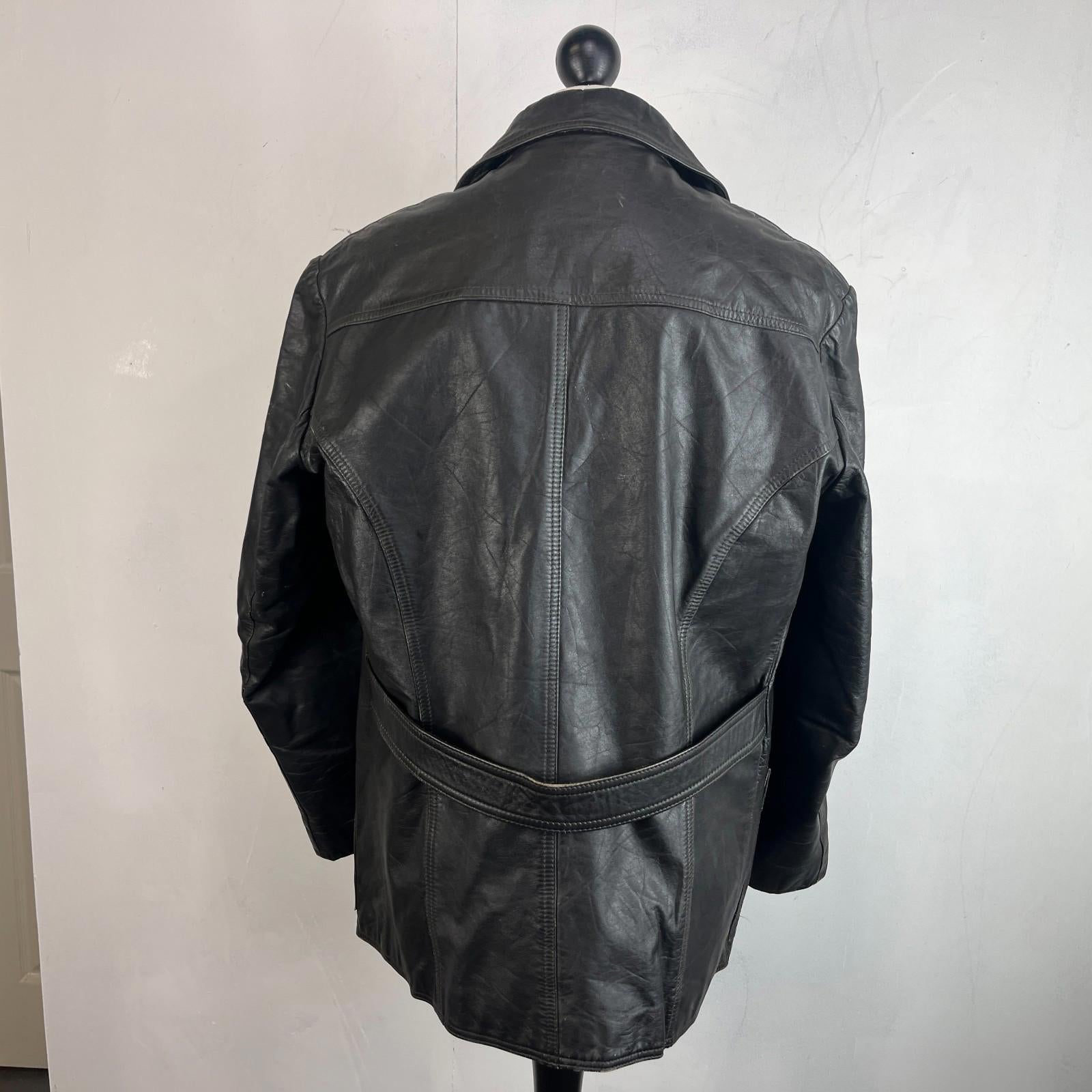 Vintage Letex Wismar Men's Black Leather Jacket size EU 56 Made in Germany