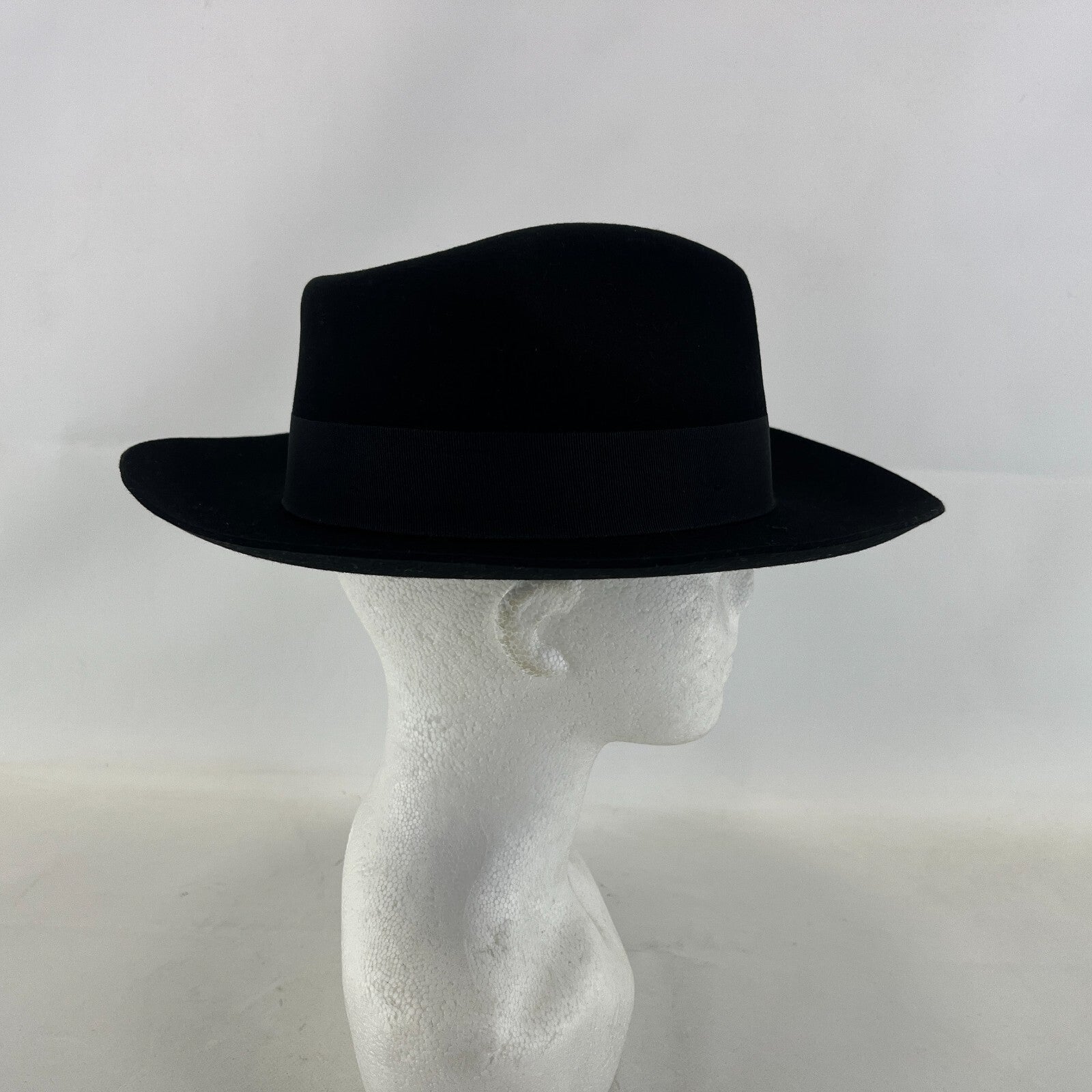 Palms Halt 100% Wool Handmade Textured Fedora Hat in Black size M 56