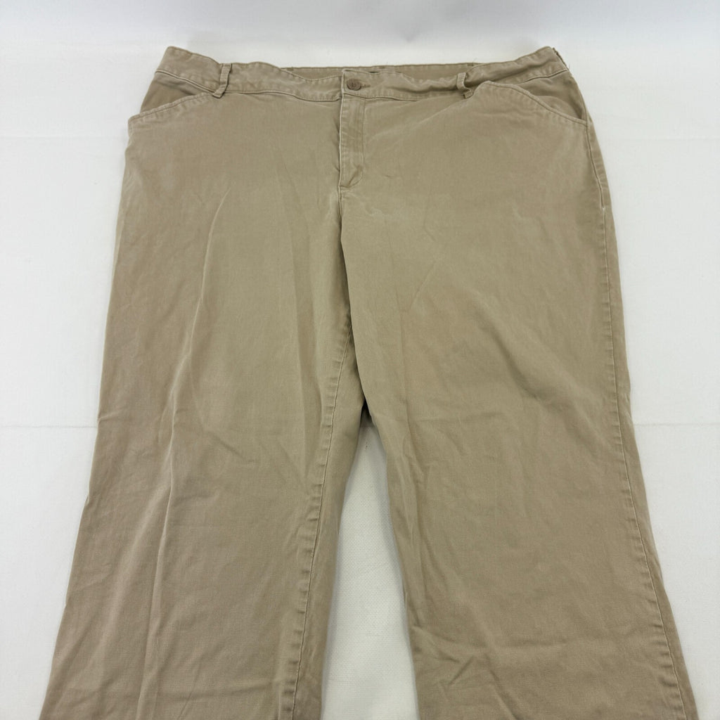 LEE Chino Trousers Cotton Blend Beige Relaxed Straight Leg Mid Rise size 22