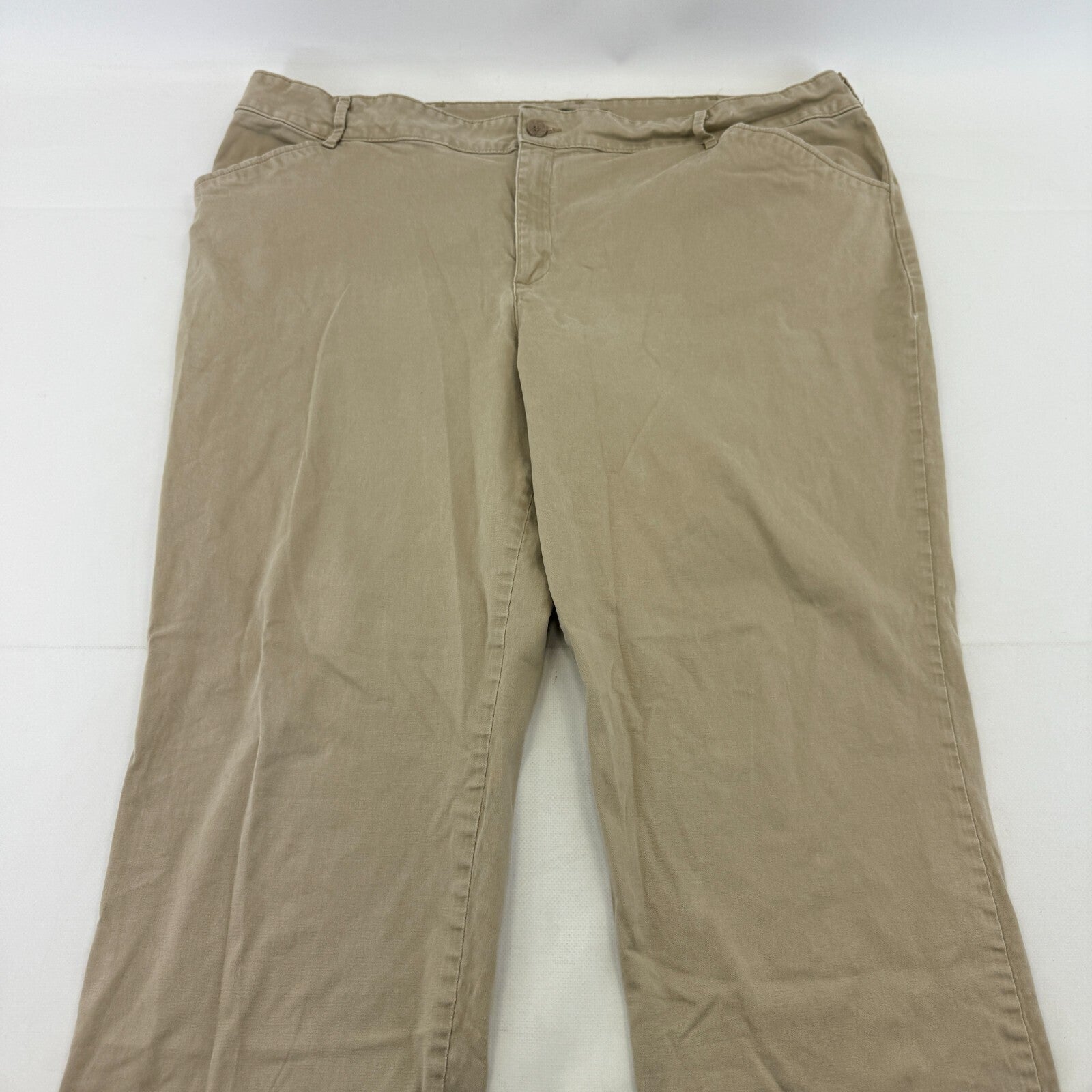 LEE Chino Trousers Cotton Blend Beige Relaxed Straight Leg Mid Rise size 22