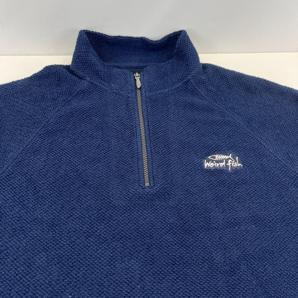 Weird Fish Men's Macaroni Fleece Pullover size XL Navy Blue 1/4 Zip