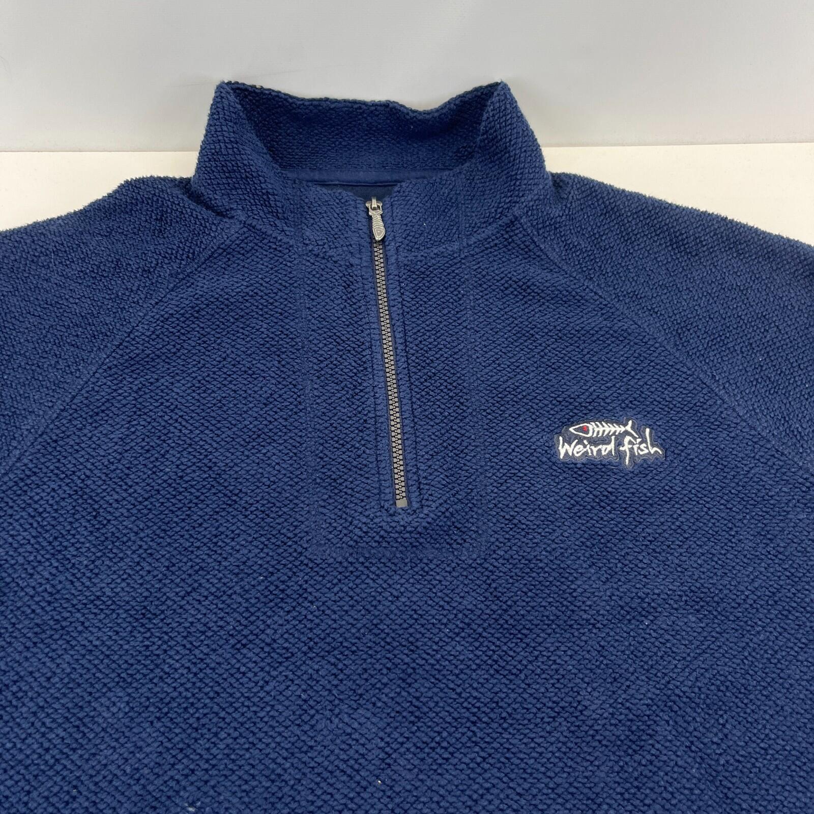 Weird Fish Men's Macaroni Fleece Pullover size XL Navy Blue 1/4 Zip